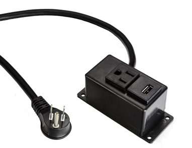 five thousand series power distribution unit with two outlets in a black finish.