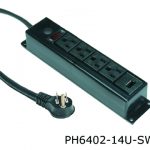 six thousand series power distribution unit with five outlets in a black finish.