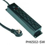 six thousand series power distribution unit with five outlets in a black finish.
