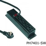7000 series power distribution unit with four outlets and an on off switch in a black finish.