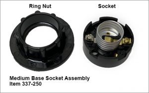 Medium based socket assembly for item 337 dash 250. Shown are the ring nut and socket.