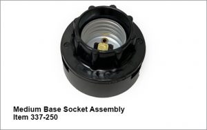 Medium base socket assembly for item 337 dash 250. Shown is an assembled socket.