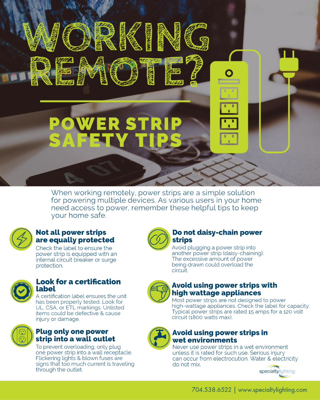 Working Remote? Power Strip Safety Tips - Specialty Lighting