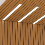 lumislat L E D light three fictures perpendicular on wood ceiling