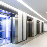elevator lobby with linear l e d lighting