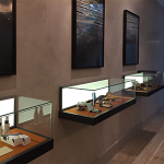 jewelry store display case backlit with l e d light guide panels.