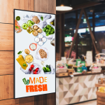 made fresh grocery store restaurant sign backlit with l e d light guide panels.