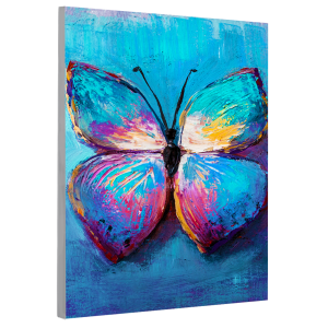 colorful butterfly painting backlit with L E Ds.