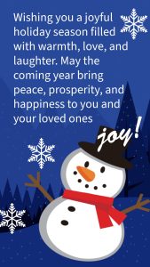 snowman wishing a happy holiday